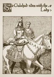Sir Galahad rides with the Lady, illustration from 